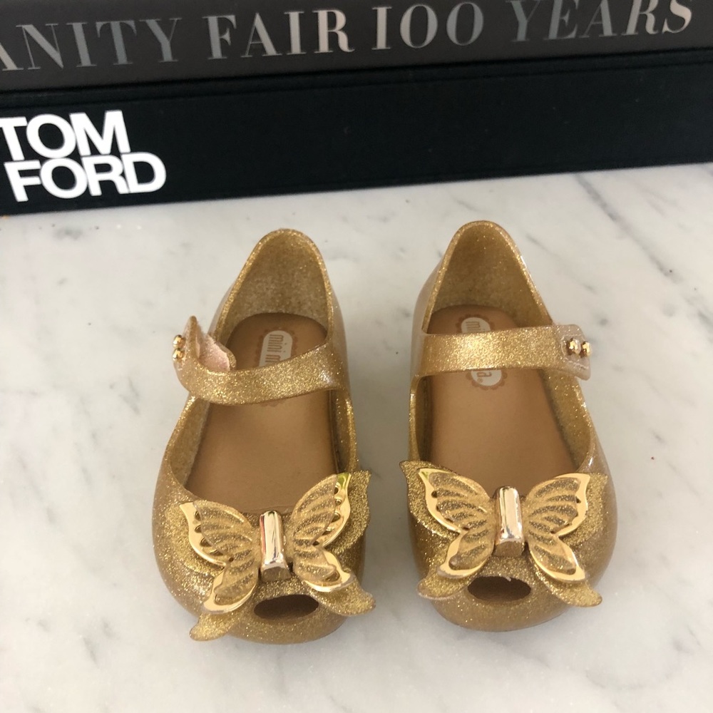 Mini Melissa gold butterfly  jelly shoes